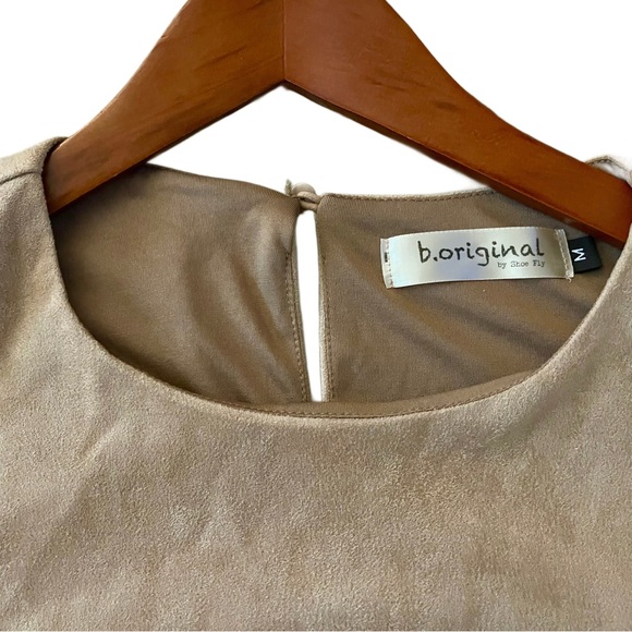B.Original Faux Suede Bell Sleeve Top Boho Chic Camel Tan Size M - Picture 6 of 10